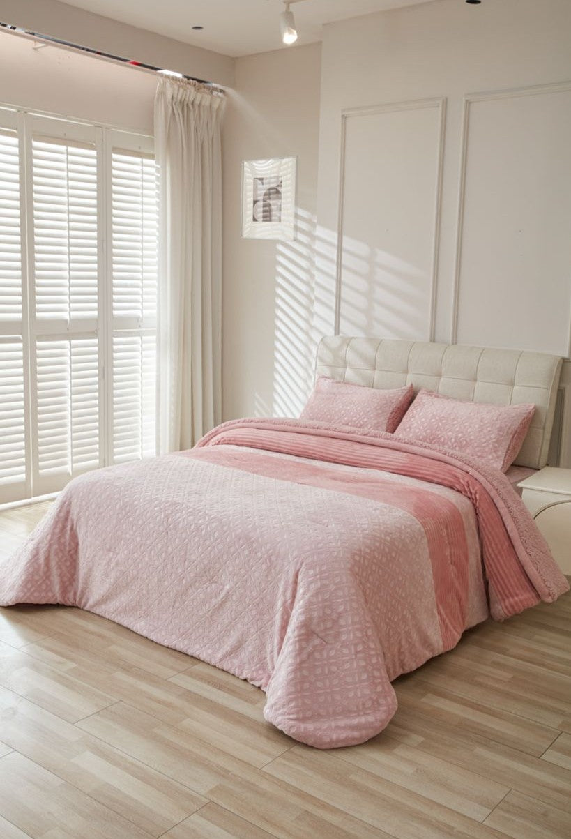 Piumino Tempio Sherpa con fodera in Sherpa | 750 g super morbido | Include federe | Disponibile in grigio, avorio, rosa, écru e beige | Varie misure di letto