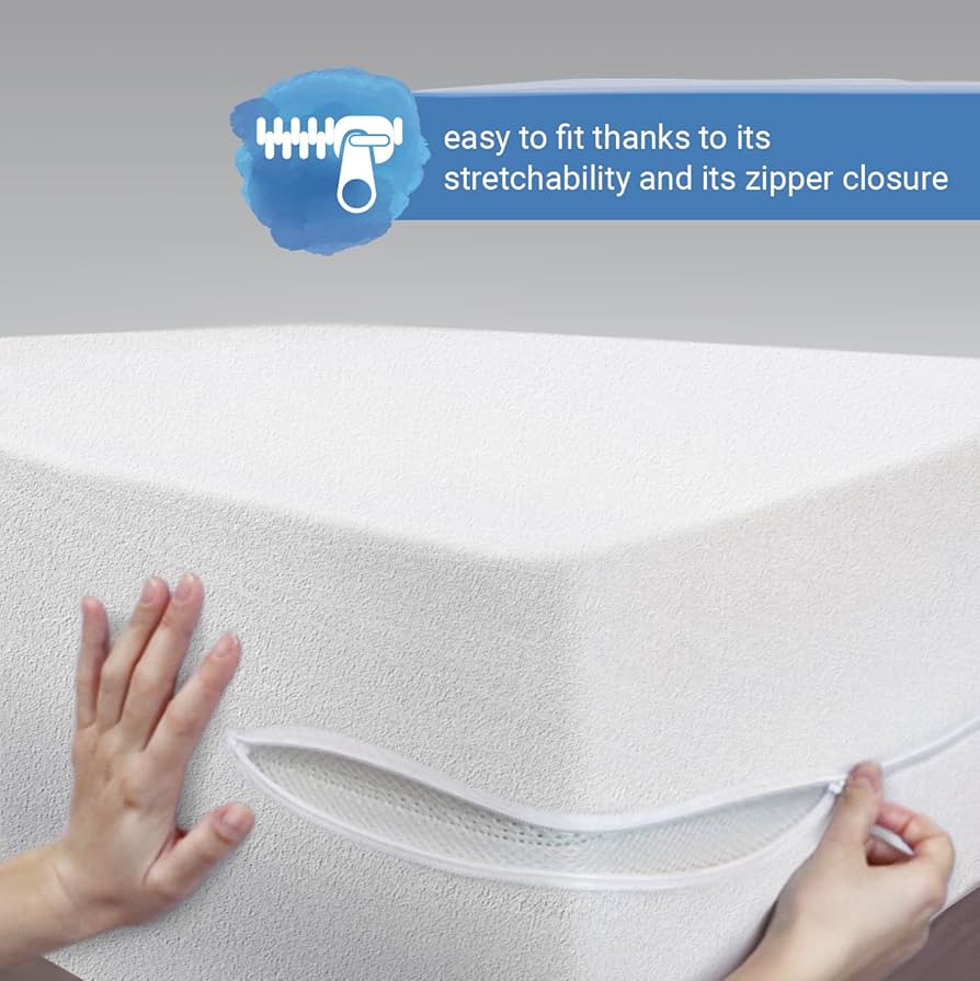 Funda de Colchón de Rizo Elástico ELBA 100% Algodón Cremallera en L Adaptable Todas las medidas