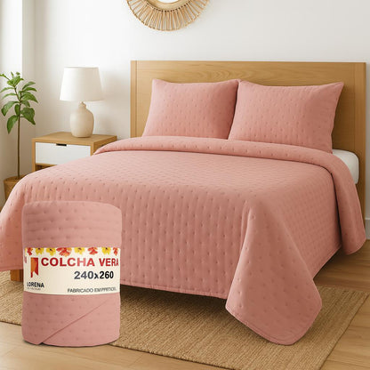 Colcha de Verano ECOBOUTI puntitos Lorena Hogar 240x260 cm  Ligero, Fresco y Elegante