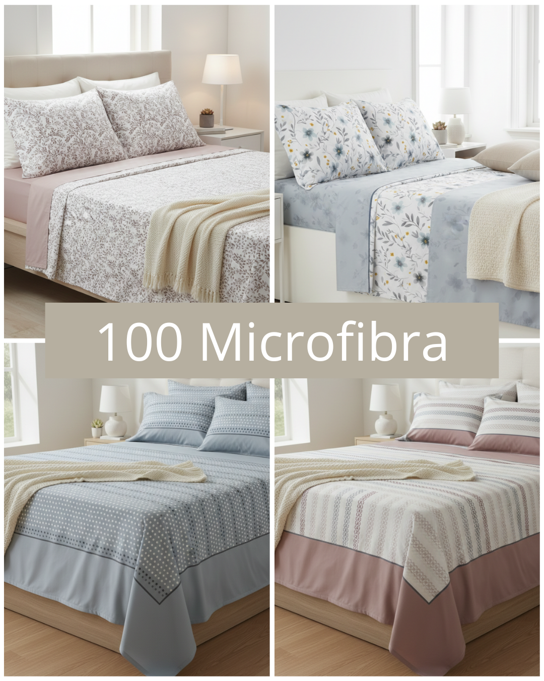 Juego de sabanas de microfibra, ENVIAMOS MODELOS ALEATORIOS | El descanso perfecto a un precio increíble!