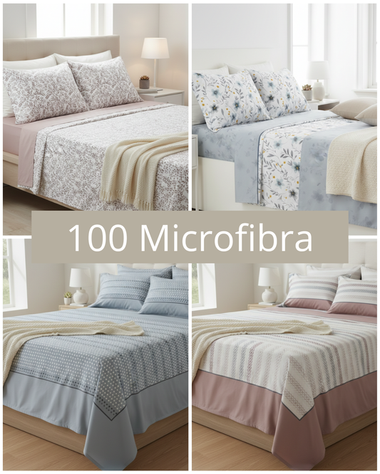 Juego de sabanas de microfibra, ENVIAMOS MODELOS ALEATORIOS | El descanso perfecto a un precio increíble!
