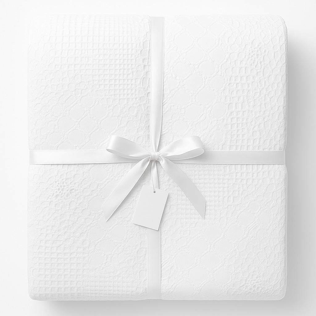 Colcha waffle croché blanca 100% algodón - Para camas de 180  Estilo elegante y suave de Lorena Hogar