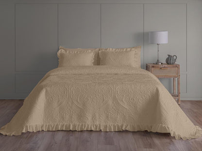 Colcha Mykonos - Juego de 2 cojines rellenos incluídos para cama de 150cm - Elegancia Atemporal