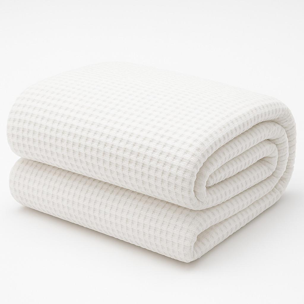 Colcha waffle croché blanca 100% algodón - Para camas de 180  Estilo elegante y suave de Lorena Hogar