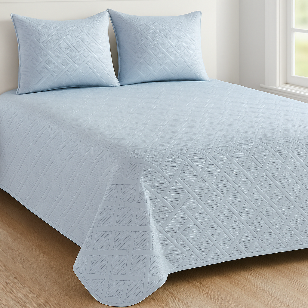 Colcha de Verano ECOBOUTI Trenza Lorena Hogar 240x260 cm  Ligero, Fresco y Elegante