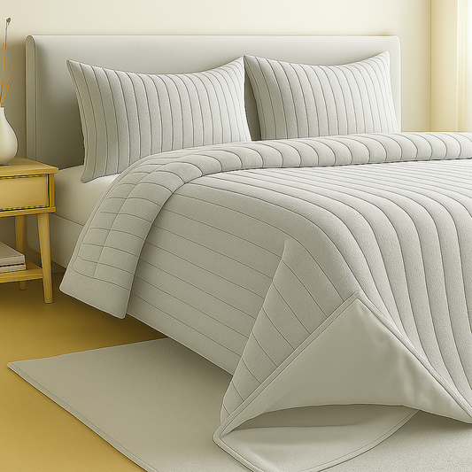 Edredón Sherpa Peluchón de Invierno Reversible con Pelo y Sedalina para Cama 150  Modelos Rayas o Bolas y Boreal  Incluye 2 Cojines 50x70 cm  Ultra Suave, 4 Colores: Beige, Gris Claro, Gris Oscuro, Rosa