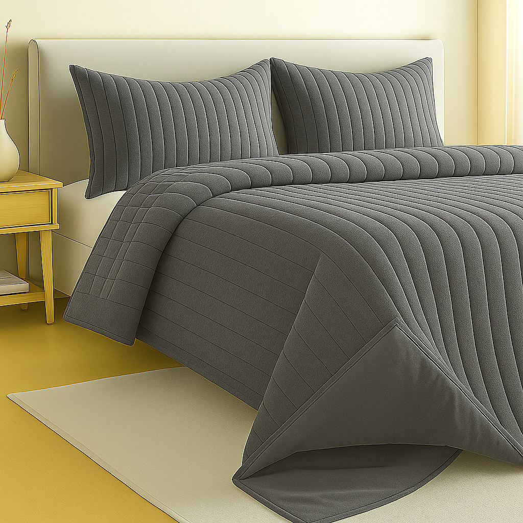 Edredón Sherpa Peluchón de Invierno Reversible con Pelo y Sedalina para Cama 150  Modelos Rayas o Bolas y Boreal  Incluye 2 Cojines 50x70 cm  Ultra Suave, 4 Colores: Beige, Gris Claro, Gris Oscuro, Rosa