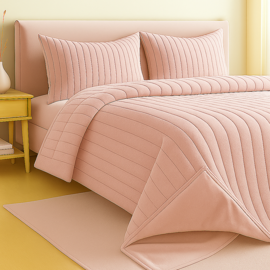 Edredón Sherpa Peluchón de Invierno Reversible con Pelo y Sedalina para Cama 150  Modelos Rayas o Bolas y Boreal  Incluye 2 Cojines 50x70 cm  Ultra Suave, 4 Colores: Beige, Gris Claro, Gris Oscuro, Rosa