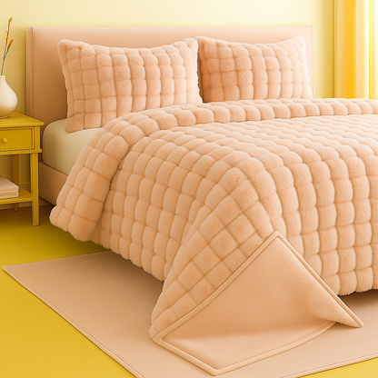 Edredón Sherpa Peluchón de Invierno Reversible con Pelo y Sedalina para Cama 150  Modelos Rayas o Bolas y Boreal  Incluye 2 Cojines 50x70 cm  Ultra Suave, 4 Colores: Beige, Gris Claro, Gris Oscuro, Rosa
