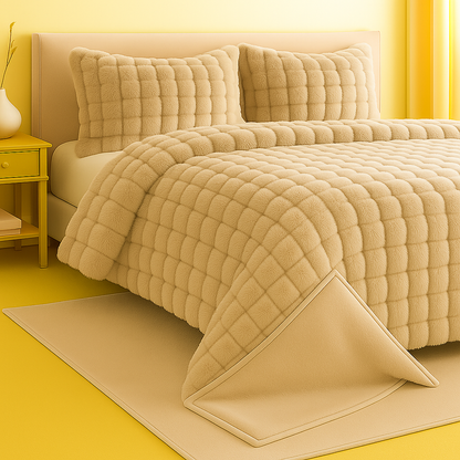 Edredón Sherpa Peluchón de Invierno Reversible con Pelo y Sedalina para Cama 150  Modelos Rayas o Bolas y Boreal  Incluye 2 Cojines 50x70 cm  Ultra Suave, 4 Colores: Beige, Gris Claro, Gris Oscuro, Rosa