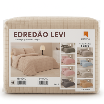 Edredón Jacquard Sherpa 100% Polyester Lorena Hogar | Incluye Fundas de Cojín | Modelos, 6 Colores y Medidas Disponibles