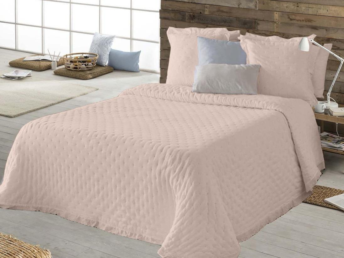 Colcha Encaje Chic + 2 cojines fundas de 50x70cm (Blanco · Gris · Beige · Rosa)