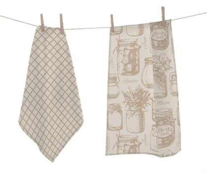 Set de 2 Paños de Cocina Decorativos Vintage  Diseño Campestre