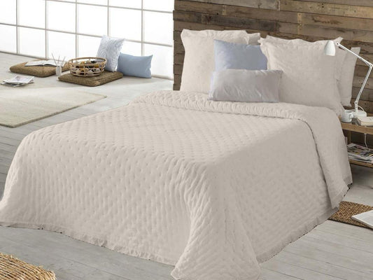 Colcha Encaje Chic + 2 cojines fundas de 50x70cm (Blanco · Gris · Beige · Rosa)