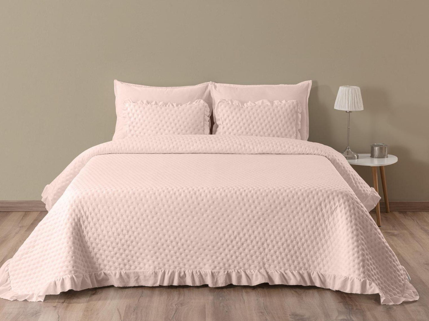 Colcha Carolina de Lorena Hogar  Elegancia Stone Wash con Cojines Incluidos (250x270 cm)