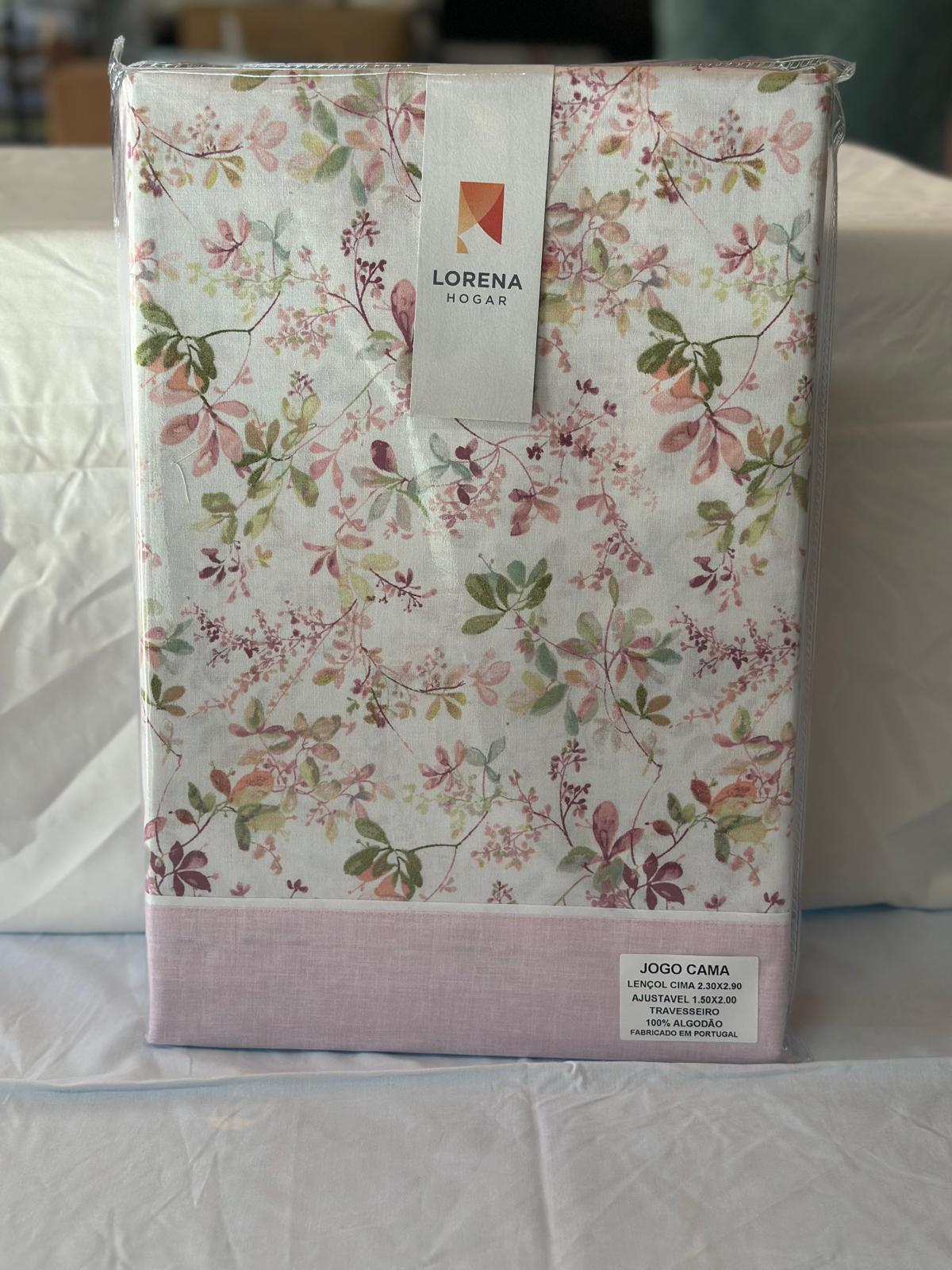Juego de Sábanas Florales  Rosa / Azul / Gris  Lorena Hogar  De 90 a 150 cm