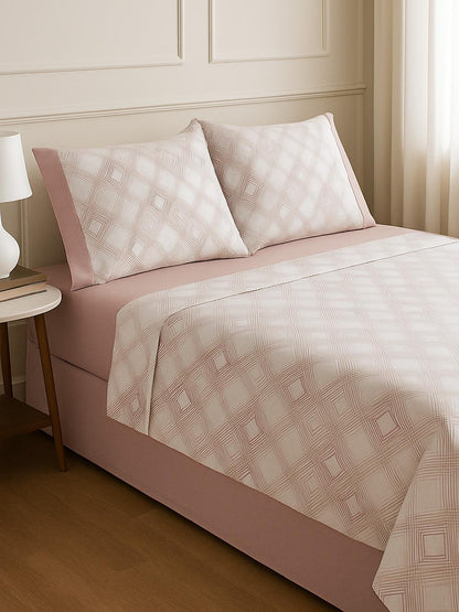 Juego de Sábanas Geométricas Algodón 100%  3 Colores  Funda de Almohada Enteriza 150 cm  Lorena Hogar