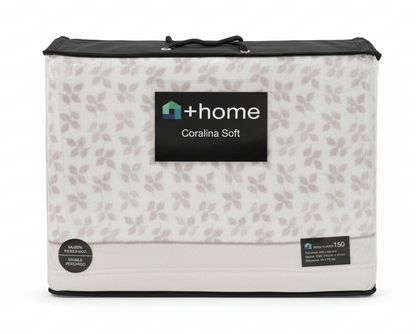 Sábana +Home Coralina Soft Lorena Hogar | Doble Perchado y Bajera Perimetral para Colchones de hasta 30 cm | Medidas 90, 105, 135 y 150