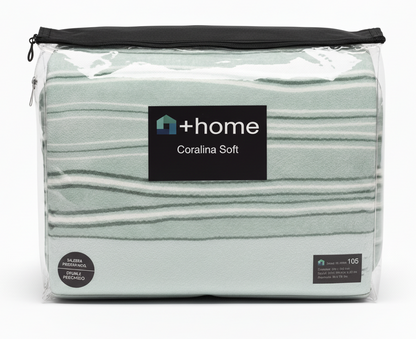Sábana +Home Coralina Soft Lorena Hogar | Doble Perchado y Bajera Perimetral para Colchones de hasta 30 cm | Medidas 90, 105, 135 y 150
