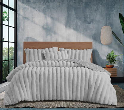 Edredón Sherpa Ultra Suave con 2 Fundas de Cojín - Modelos Rabbit y Macarena - Cálido y Acolchado Invierno (Camas 105/150/180)