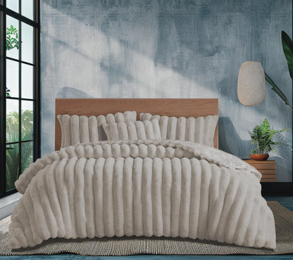 Edredón Sherpa Ultra Suave con 2 Fundas de Cojín - Modelos Rabbit y Macarena - Cálido y Acolchado Invierno (Camas 105/150/180)