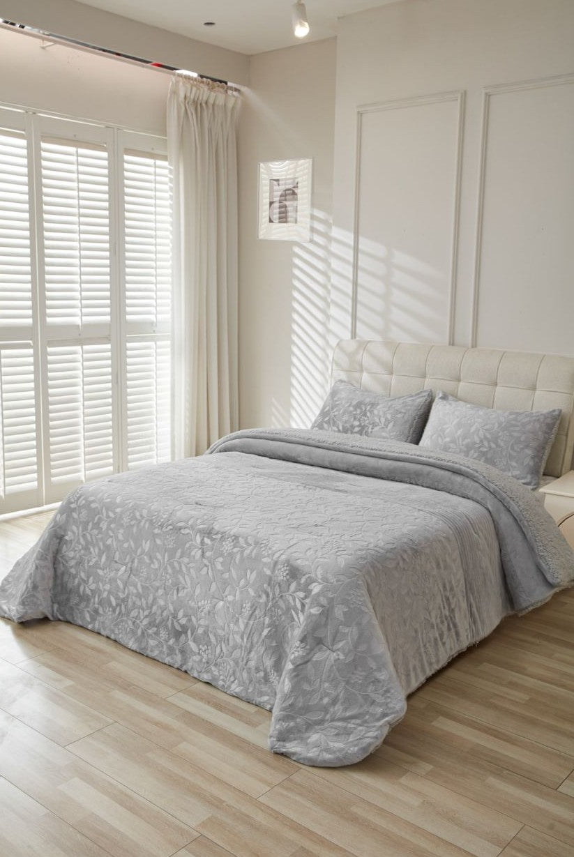 Edredón Sherpa ELMA con Borreguito | 750g Súper Suave | Incluye Fundas de Cojín | Colores Gris, Beige, Rosa y Crudo | Varias Medidas de Cama