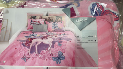 Edredón Infantil Unicornio Rosa con Funda de Almohada – Medida 90/105