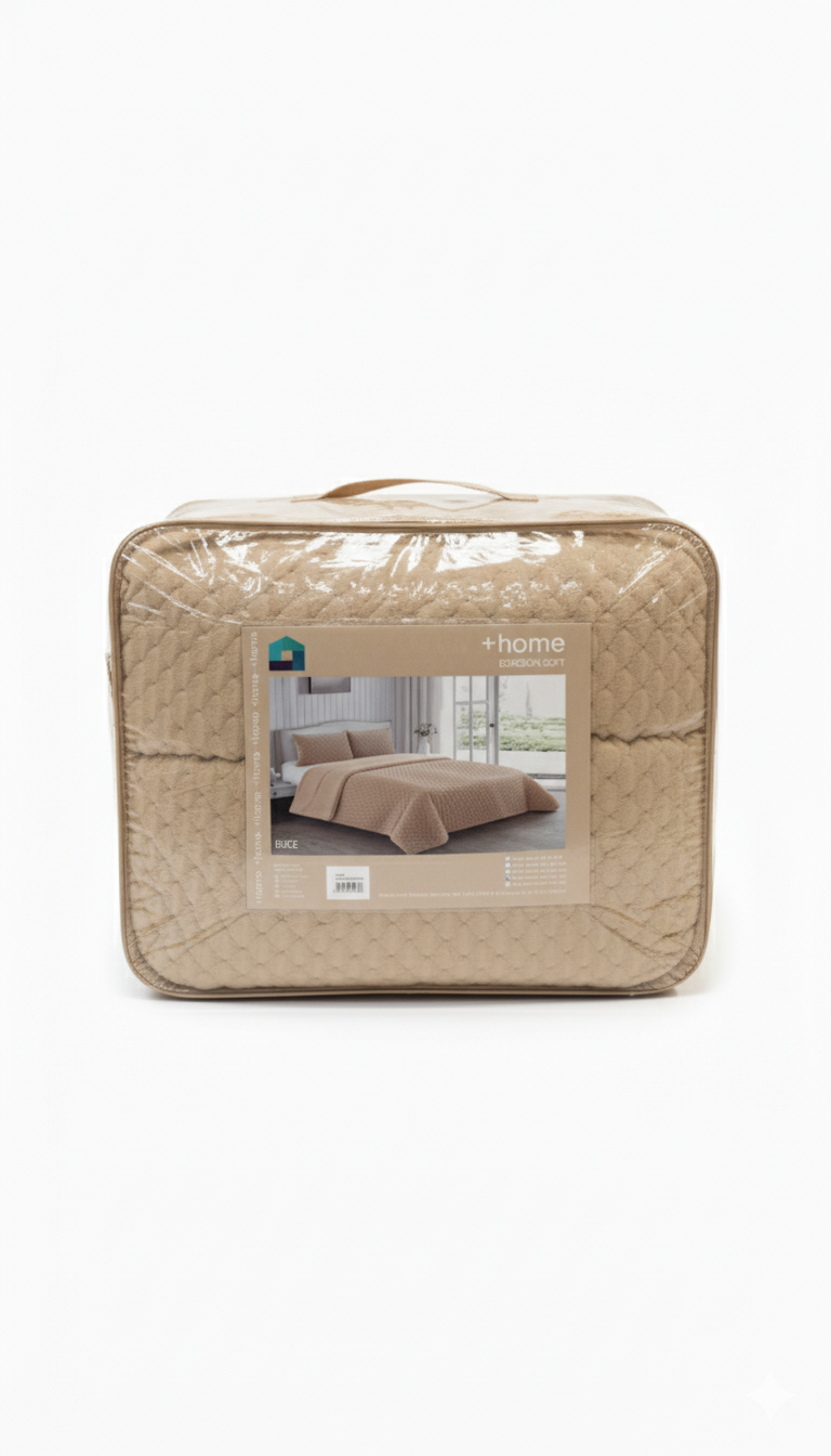 Edredón Sherpa GRAYE - pelo de Rabbit con interior de Borreguito - Cama 150/135 – 250×270 cm - 180 - 750g Súper Suave - Con 2 Fundas de Cojín de 50x70 - Color Gris - Beige