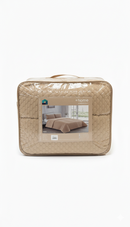 Edredón Sherpa GRAYE - pelo de Rabbit con interior de Borreguito - Cama 150/135 – 250×270 cm - 180 - 750g Súper Suave - Con 2 Fundas de Cojín de 50x70 - Color Gris - Beige