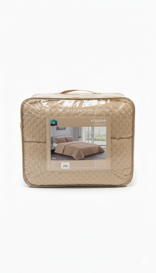 Edredón Sherpa GRAYE - pelo de Rabbit con interior de Borreguito - Cama 150/135 – 250×270 cm - 180 - 750g Súper Suave - Con 2 Fundas de Cojín de 50x70 - Color Gris - Beige