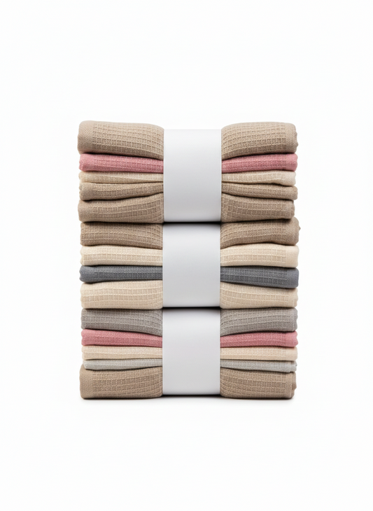 Paños de Cocina Doble Textura Premium - Pack x6