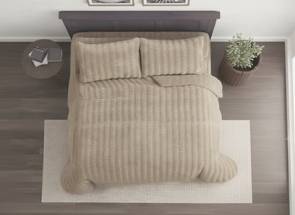 Edredón Sherpa LOOM Sedalina con Borreguito | Cama 150 – 250×270 cm | 750g Súper Suave | Con 2 Fundas de Cojín | Color Beige