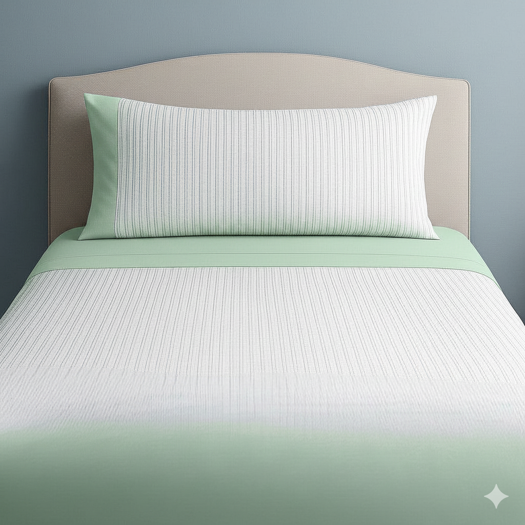 Juego de Sábanas Modelo Serena Verde / Gris / Beige / Rosa  Lorena Hogar  De 90 a 180 cm