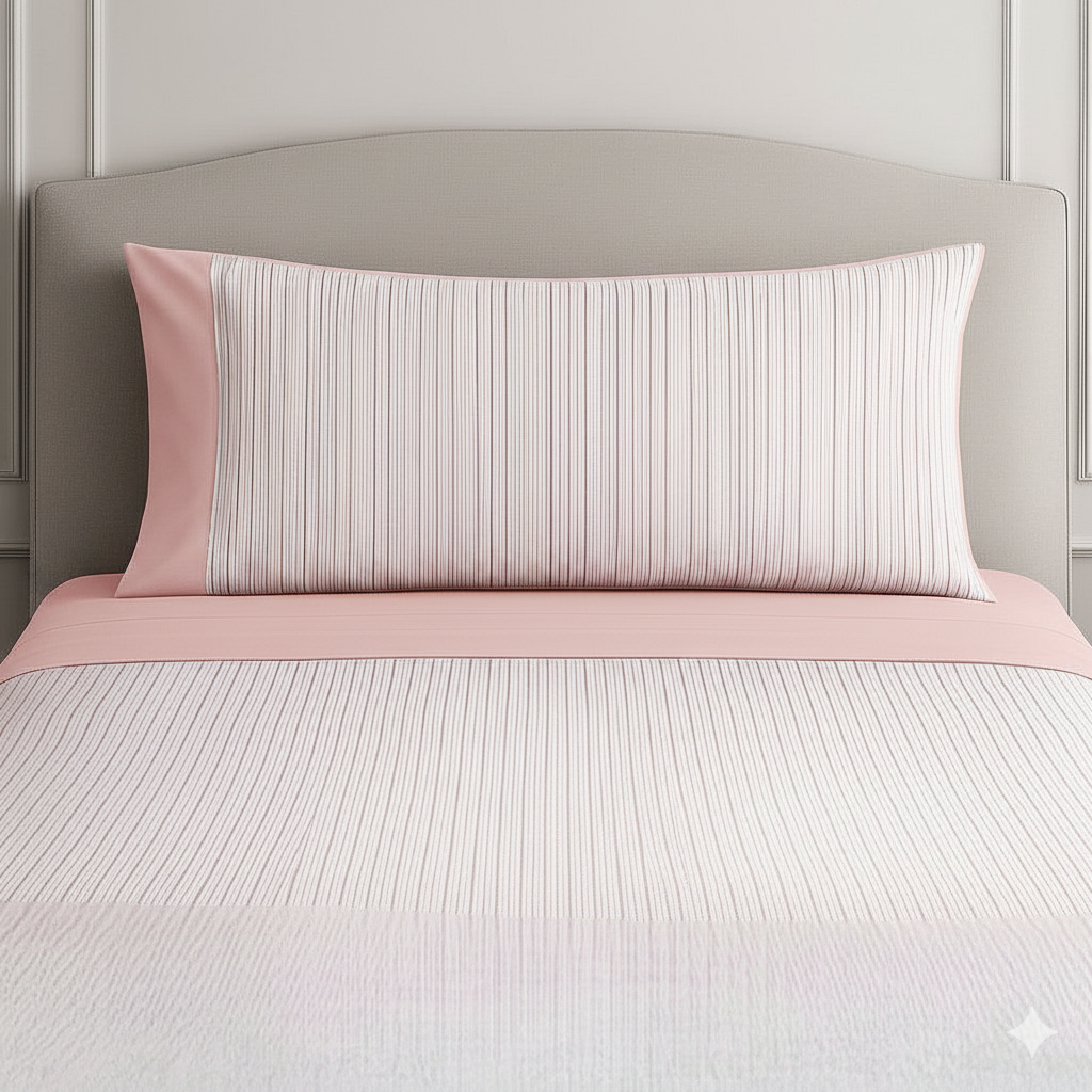 Juego de Sábanas Modelo Serena Verde / Gris / Beige / Rosa  Lorena Hogar  De 90 a 180 cm