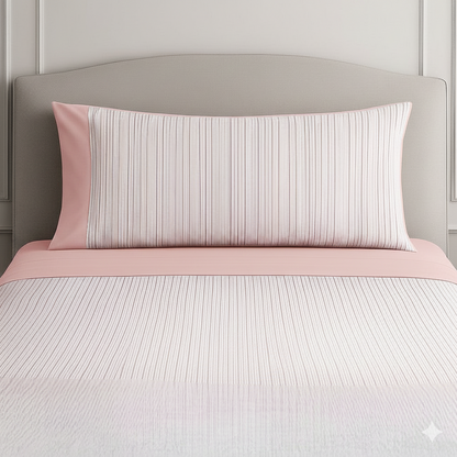 Juego de Sábanas Modelo Serena Verde / Gris / Beige / Rosa  Lorena Hogar  De 90 a 180 cm