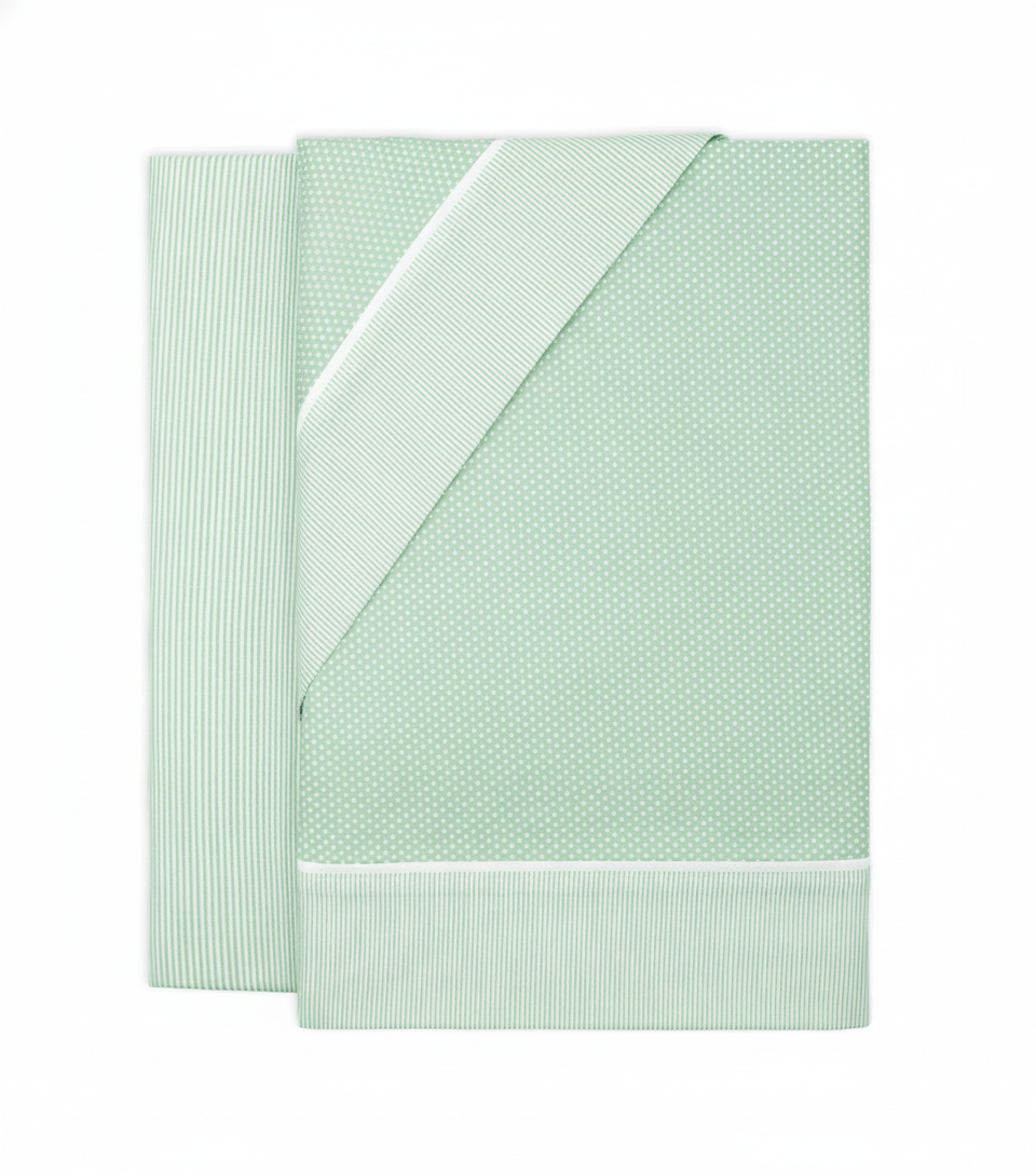 Juego de Sábanas Topitos Azul / Gris / Beige / Rosa / Verde  Lorena Hogar  De 90 a 180 cm