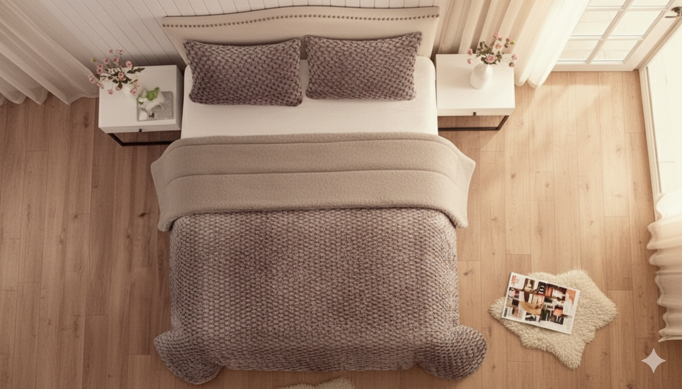 Edredón Sherpa GRAYE - pelo de Rabbit con interior de Borreguito - Cama 150/135 – 250×270 cm - 180 - 750g Súper Suave - Con 2 Fundas de Cojín de 50x70 - Color Gris - Beige