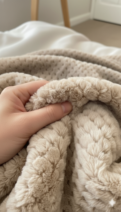 Edredón Sherpa GRAYE - pelo de Rabbit con interior de Borreguito - Cama 150/135 – 250×270 cm - 180 - 750g Súper Suave - Con 2 Fundas de Cojín de 50x70 - Color Gris - Beige