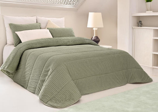 Edredón Jacquard Sherpa 100% Polyester Lorena Hogar | Incluye Fundas de Cojín | Modelos, 6 Colores y Medidas Disponibles