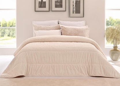 Edredón Jacquard Sherpa 100% Polyester Lorena Hogar | Incluye Fundas de Cojín | Modelos, 6 Colores y Medidas Disponibles
