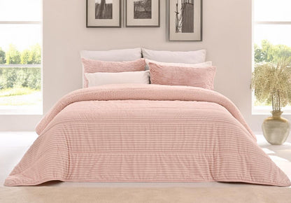 Edredón Jacquard Sherpa 100% Polyester Lorena Hogar | Incluye Fundas de Cojín | Modelos, 6 Colores y Medidas Disponibles