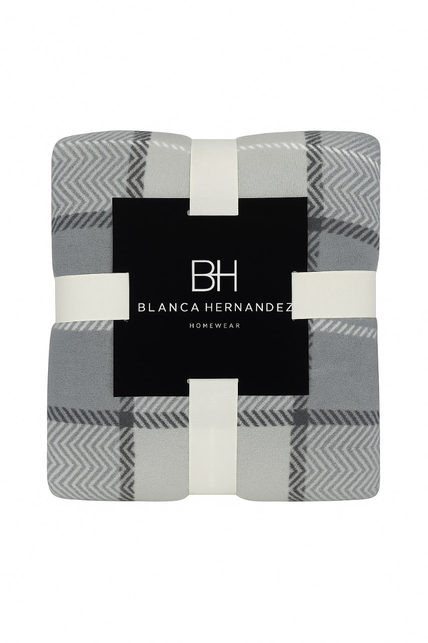 LIQUIDACIÓN Manta Plaid Suave Premium BIG SQUARE / NEW PYRAMID  130x160 y 240x220  Beige & Gris