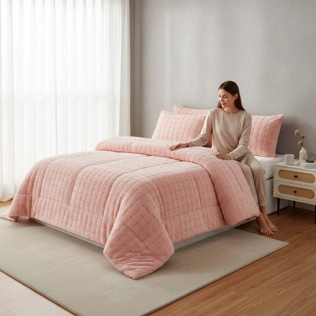 Edredón Boreal Square  Ultra Suave, con Interior Sherpa y 2 Cojines