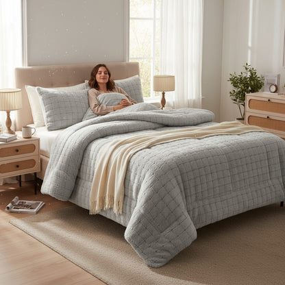 Edredón Boreal Square  Ultra Suave, con Interior Sherpa y 2 Cojines