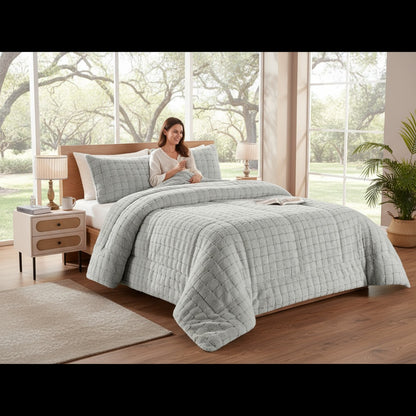 Edredón Boreal Square  Ultra Suave, con Interior Sherpa y 2 Cojines