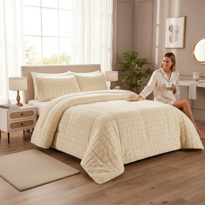 Edredón Boreal Square  Ultra Suave, con Interior Sherpa y 2 Cojines