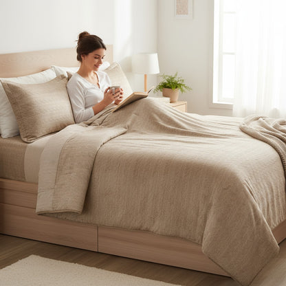Edredon de Invierno Sherpa Dakar con Borreguillo Beige