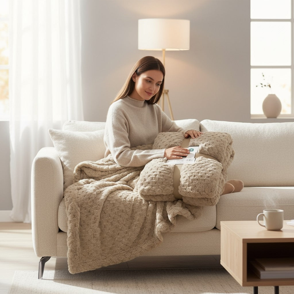 Manta +Home GRAYE | Sedalina Premium con Interior Borreguito | Ultra Suave y Cálida