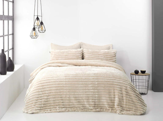 Edredón Sherpa Ultra Suave con 2 Fundas de Cojín - Modelos Rabbit y Macarena - Cálido y Acolchado Invierno (Camas 105/150/180)