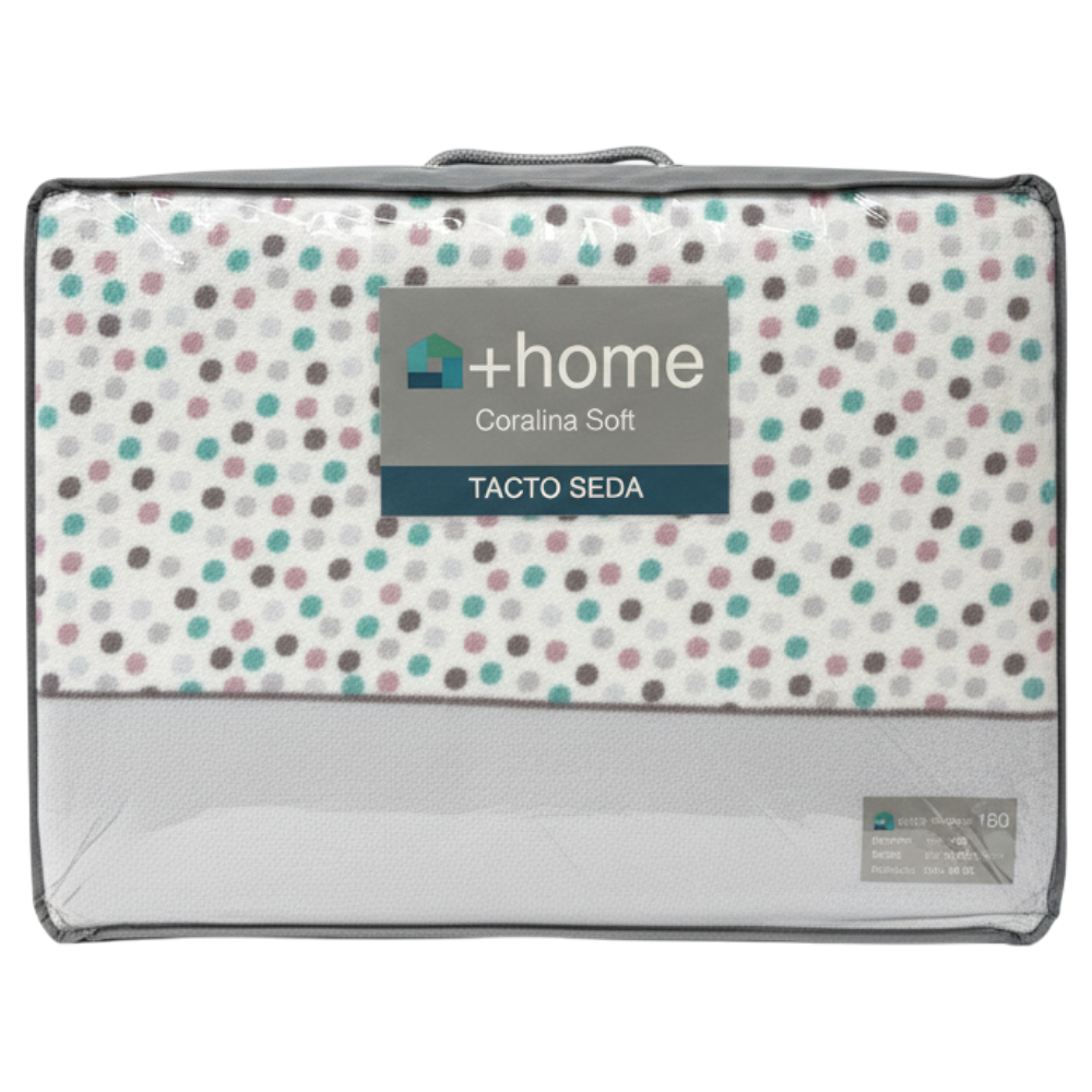 Sábana +Home Coralina Soft Lorena Hogar | Doble Perchado y Bajera Perimetral para Colchones de hasta 30 cm | Medidas 90, 105, 135 y 150